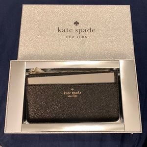 Kate Spade glitter large slim cardholder wallet